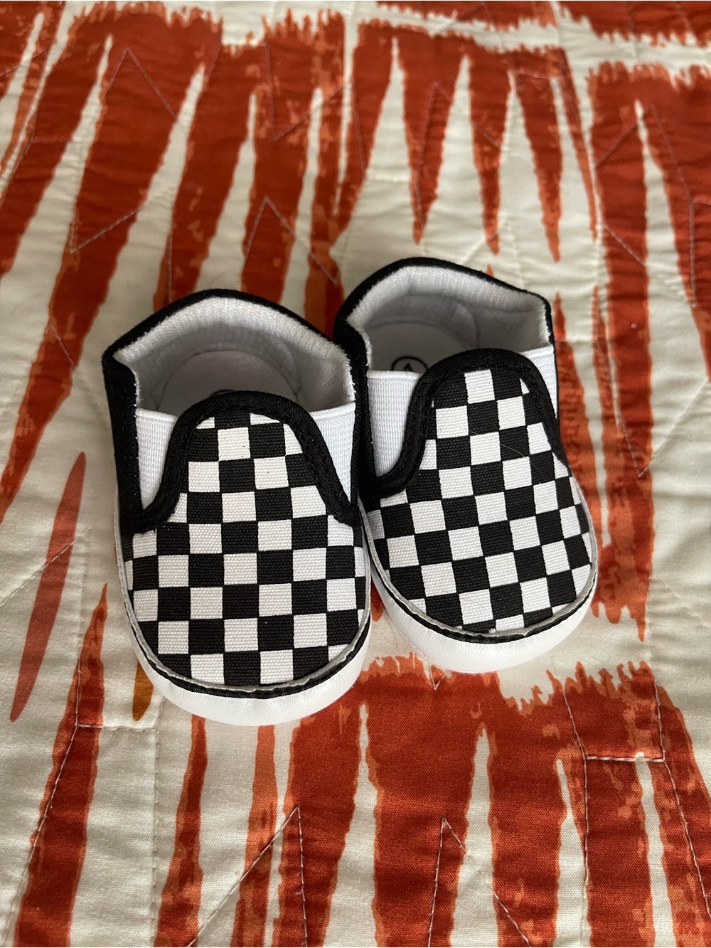 Infant Black & White Check Slip-On Shoes